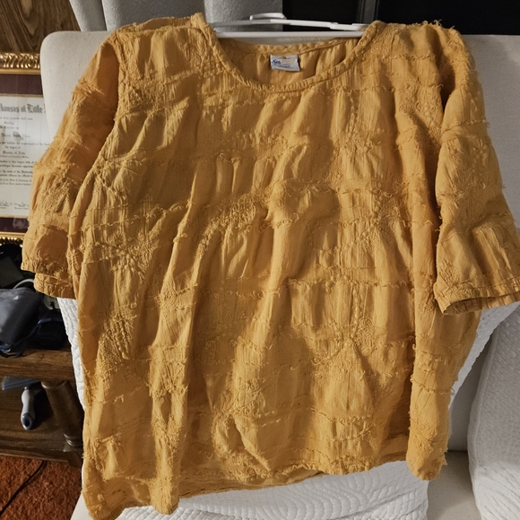 "Sea Breeze of California" Vintage Mustard Women's Tunic Top EUC - Size 1X - Picture 3 of 5